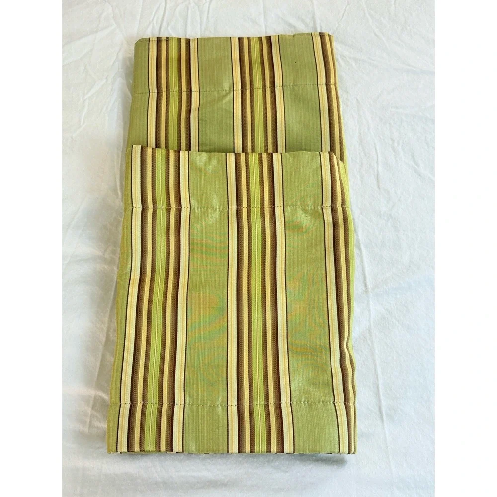 Green Brown Beige Stripe Valances set of two classic‎ Waverly quality no tag